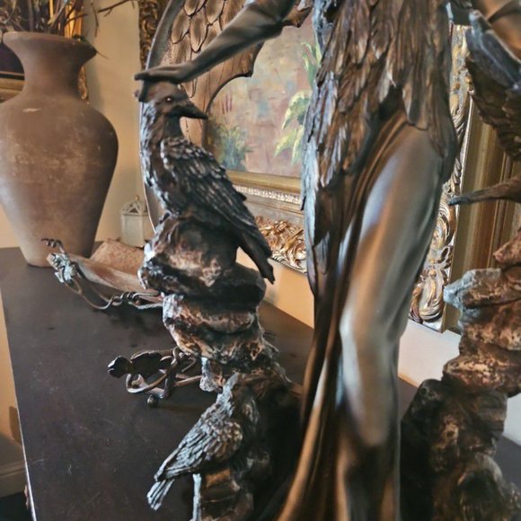 Gothic Dark Angel Queen with Raven See More by Trinx.Very Detailed 22.5'' H X 8D - Picture 10 of 10